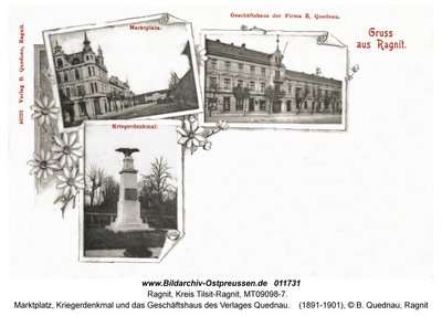 ID011731-Ragnit_Marktplatz_Kriegerdenkmal_und_Geschaeftshaus_des_Verlages_Quednau__ms.jpg