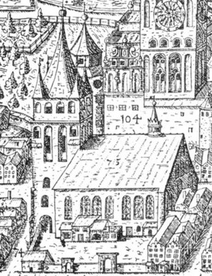 Кирха на плане 1613 года
