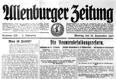 Allenburger Zeitung, Ausgabe 12. September 1927.jpg