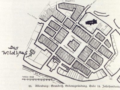 Grundriss von Allenburg Ende 14.Jahrhundert, Lage des Wildhauses.jpg