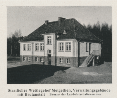 Metgethen, Staatlicher Wettlegehof, Verwaltungsgebäude mit Brutanstalt  1918 - 1928.PNG
