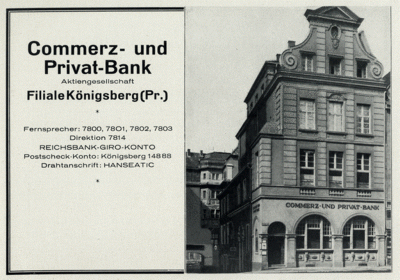 Königsberg (Pr.), Kommerz- und Privatbank, Filiale Königsberg